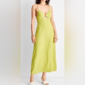 Future Collective Cut Out Midi Slip Dress Womens Size 6 Lime Green Pockets